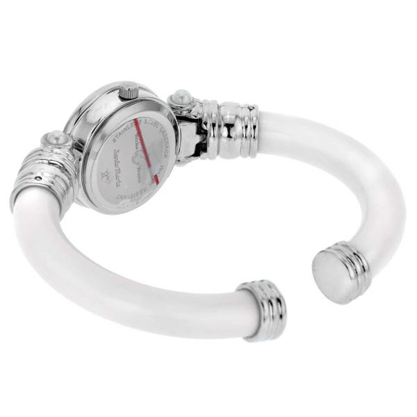 Murano Millefiori Bangle Watch - Silver White Multicolor