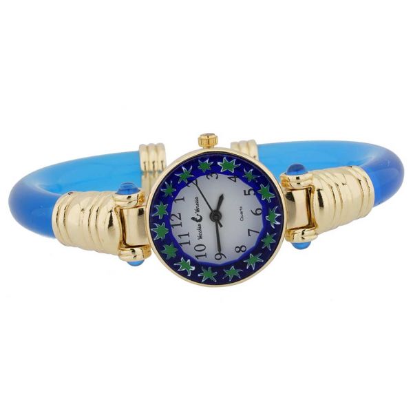 Murano Millefiori Bangle Watch - Blue