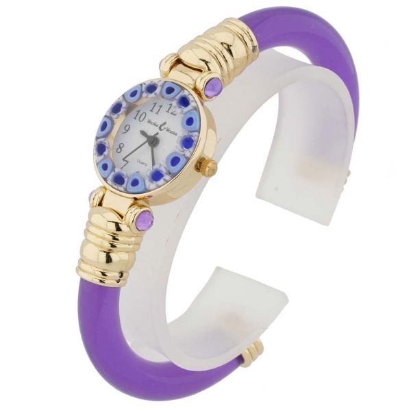 Murano Millefiori Bangle Watch - Purple