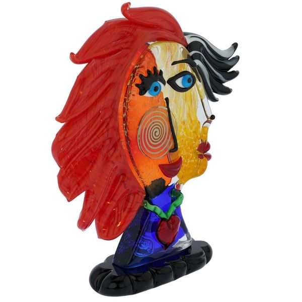 Murano Glass Picasso Head Of A Woman With Red Hair