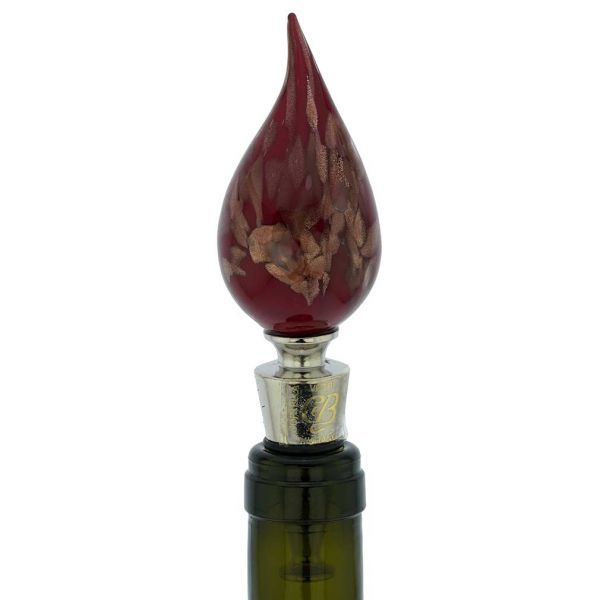 Murano Glass Red Flame Bottle Stopper