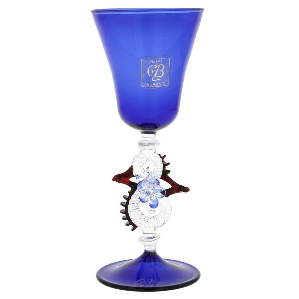 Murano Glass Cordial Liqueur And Sherry Glass - Blue