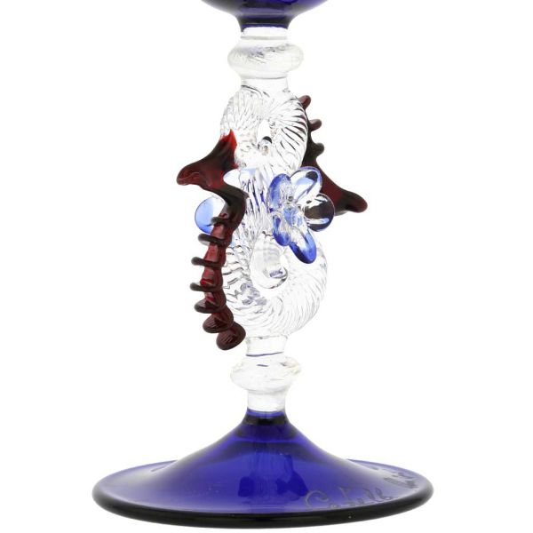 Murano Glass Cordial Liqueur And Sherry Glass - Blue