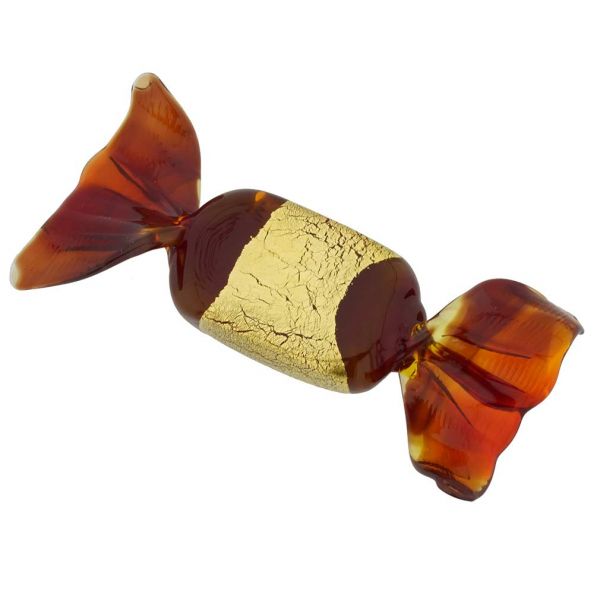 Murano Glass Rectangular Candy - Burgundy Gold
