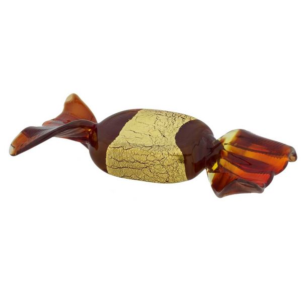 Murano Glass Rectangular Candy - Burgundy Gold