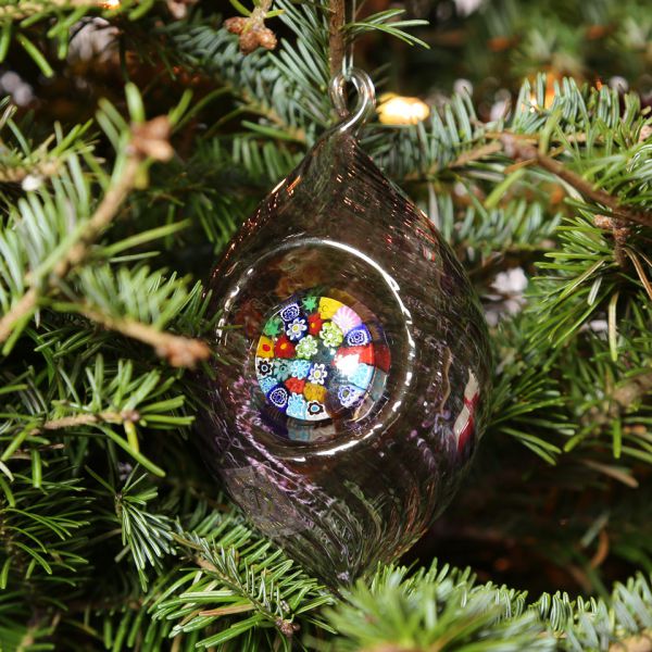 Murano Glass Millefiori Christmas Ornament - Purple