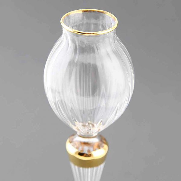 Cristallo and Gold Tall Murano Glass Candle Holder