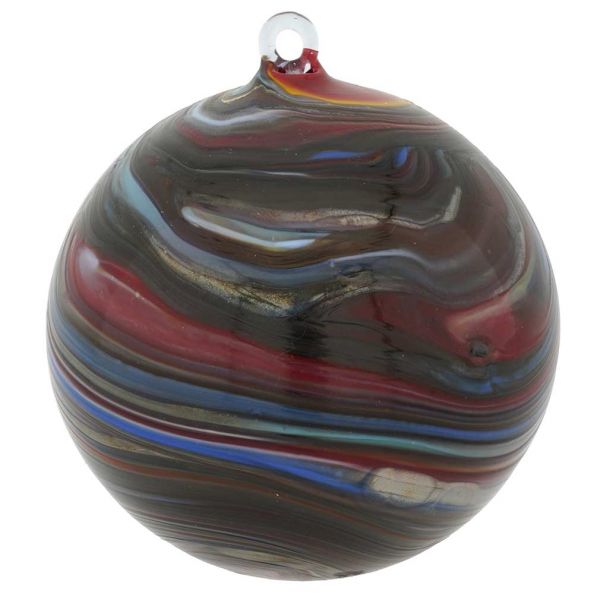 Murano Glass Chalcedony Christmas Ornament - Dark Swirl