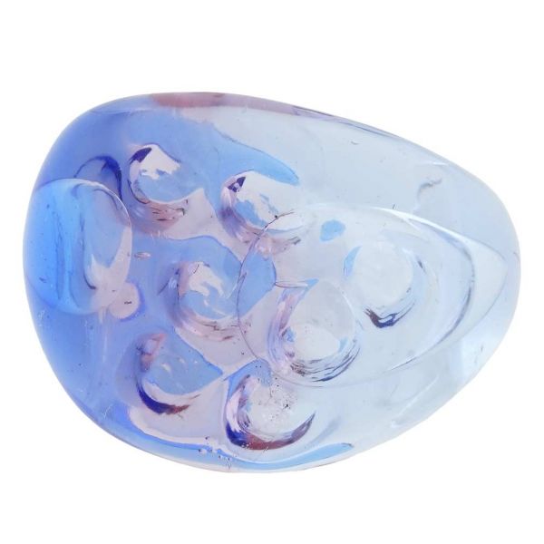 Murano Ring In Domed Design - Transparent Aqua