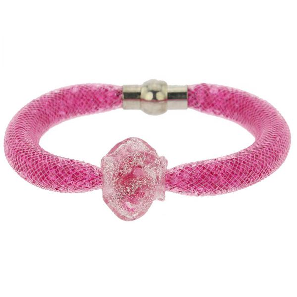 Murano Rose Flower Bracelet - Pink