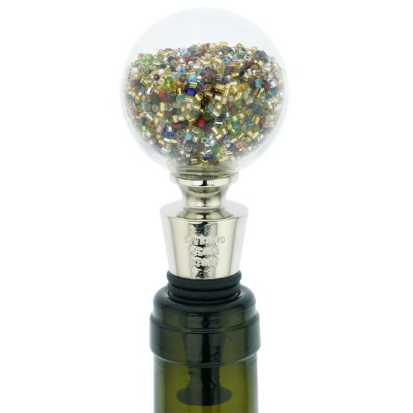Murano Glass Sparkly Beads Bottle Stopper - Multicolor