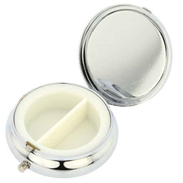 Small Murano Millefiori Pill Box - Silver Round