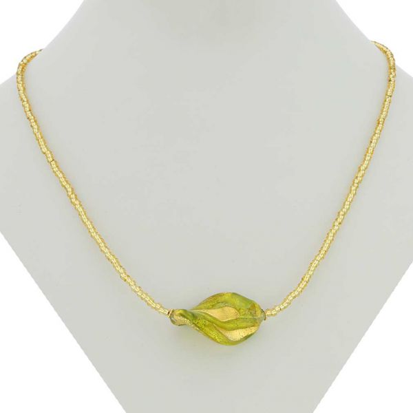 Royal Green Spiral Necklace - 1 Bead