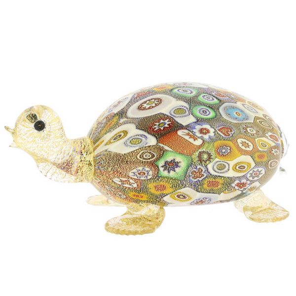 Golden Quilt Millefiori Murano Turtle