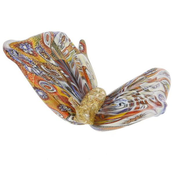 Golden Quilt Millefiori Murano Glass Butterfly
