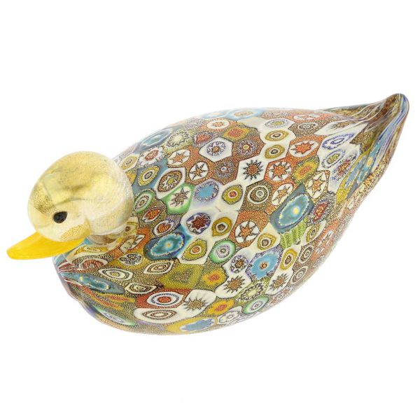 Golden Quilt Millefiori Murano Duck - Medium