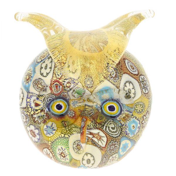 Golden Quilt Millefiori Murano Owl