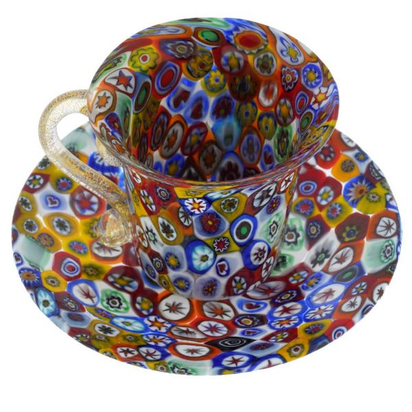 Murano Millefiori Cup and Saucer - Multicolor