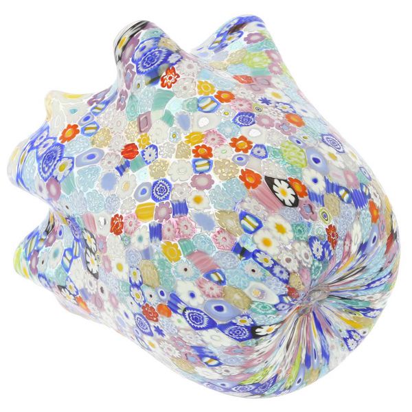Murano Glass Millefiori Fazzoletto Bowl - Transparent Multicolor