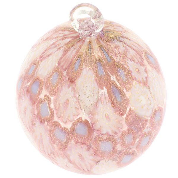 Murano Glass Christmas Ornament - Pink Millefiori