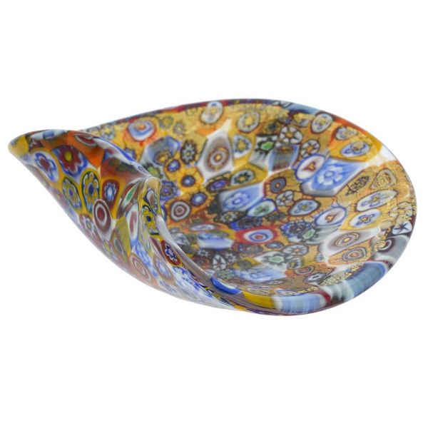 Murano Glass Decorative Plate - Golden Quilt Millefiori