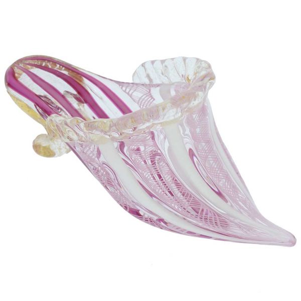 Reticello Murano Glass Slipper - Tender Pink
