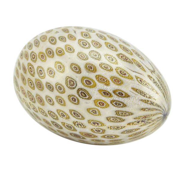 Millefiori Murano Glass Egg - Golden Cream