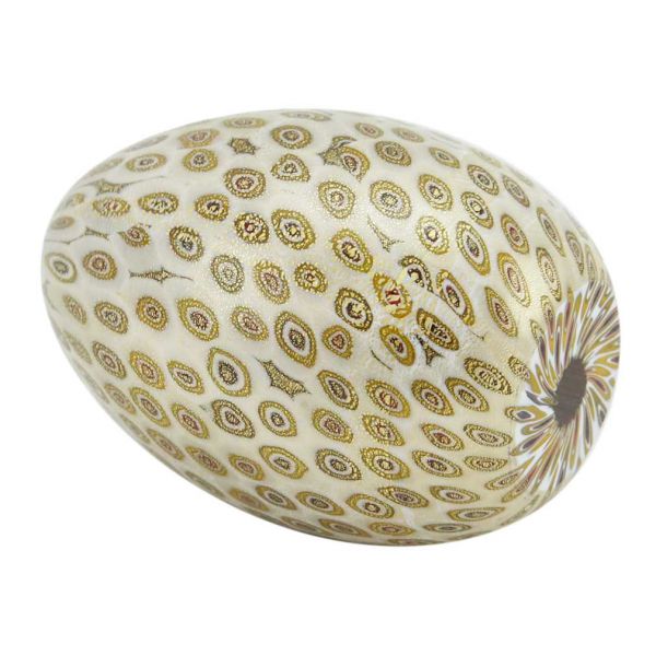Millefiori Murano Glass Egg - Golden Cream