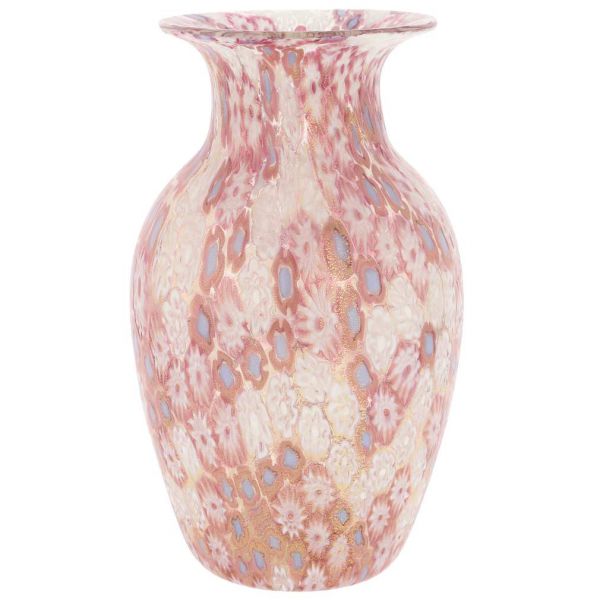 Golden Quilt Millefiori Urn Vase - Pink