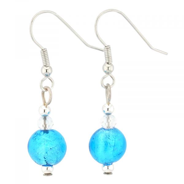 Beatrice Murano Glass Dangle Earrings - Blue