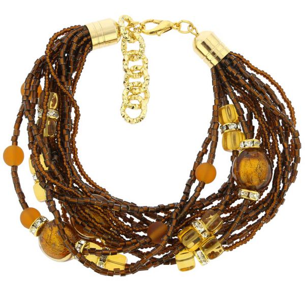 Alessia Murano Glass Bracelet - Golden Brown