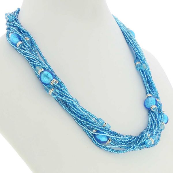 Alessia Murano Glass Necklace - Aqua Blue