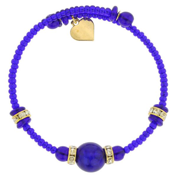 Carino Murano Glass Bracelet - Navy Blue
