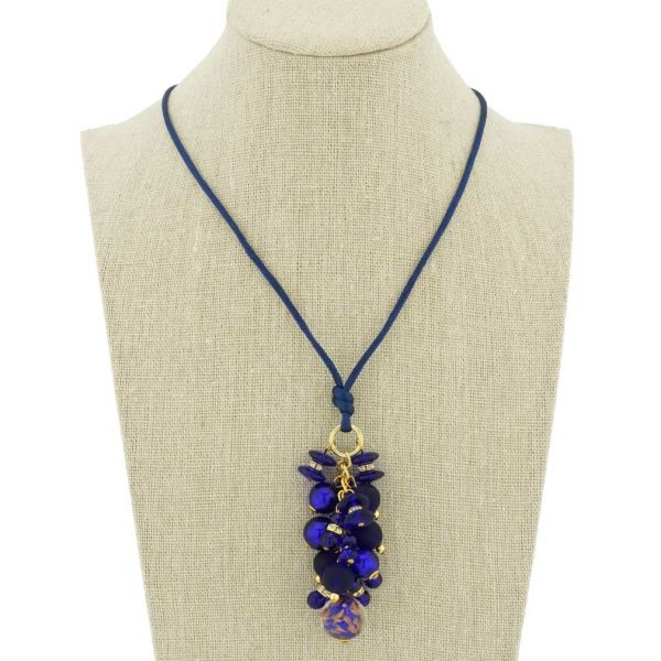Stardust Murano Glass Charms Necklace - Blue