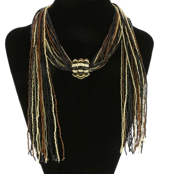 Unica Murano Glass Scarf Wrap Necklace - Topaz and Gold
