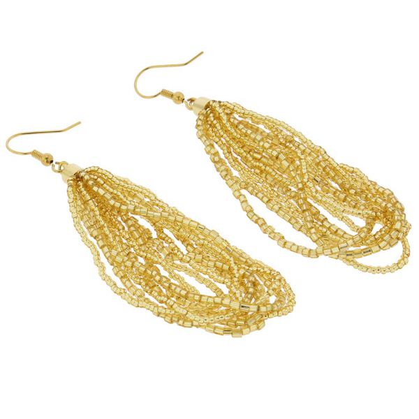 Gloriosa Seed Bead Murano Earrings - Gold