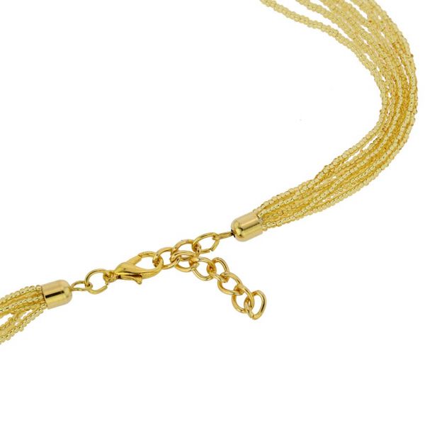Gloriosa 6 Strand Seed Bead Murano Necklace - Gold