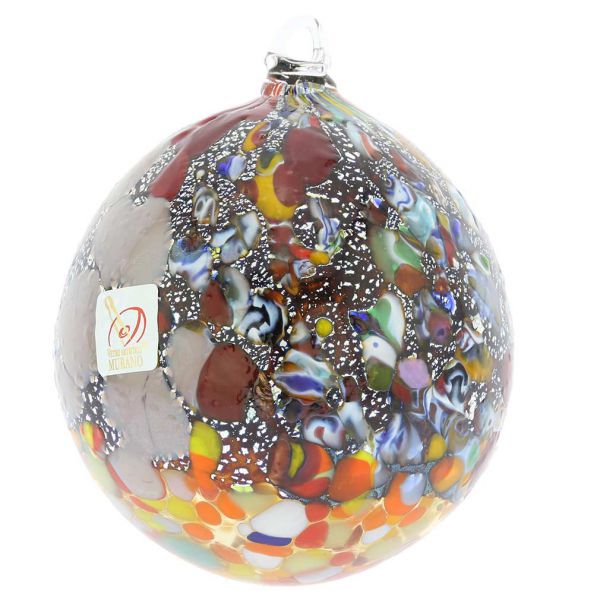 Millefiori Silver Foil Murano Glass Christmas Ornament