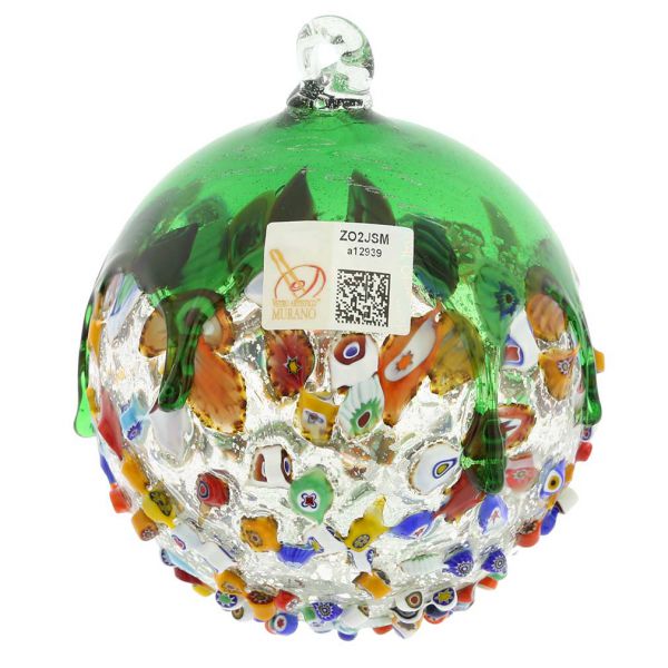 Venetian Mosaic Murano Glass Christmas Ornament - Green
