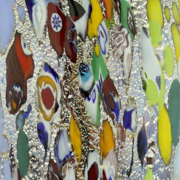 Murano Millefiori Art Glass Pitcher / Carafe - Silver Purple