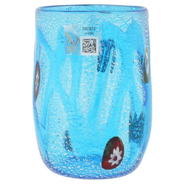 Aqua Swirls Murano Glass Tumbler