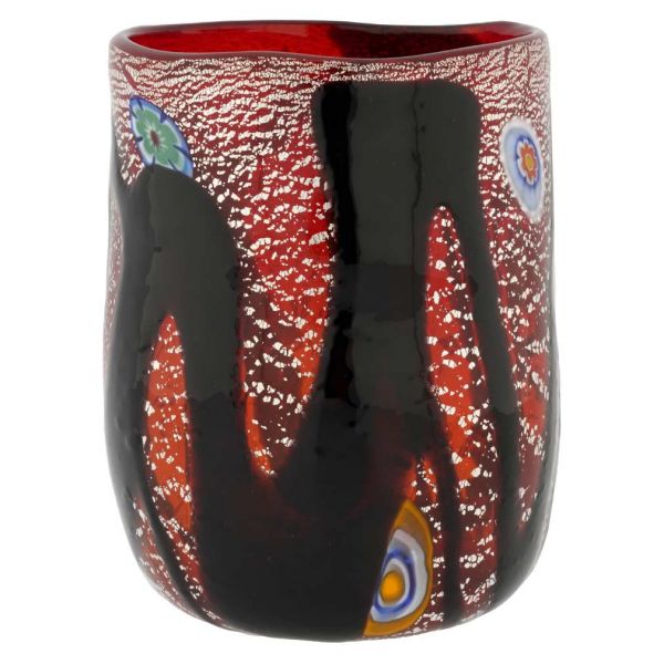 Red Swirls Murano Glass Tumbler