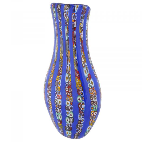 Blue Stripes Murano Glass Millefiori Vase - Large