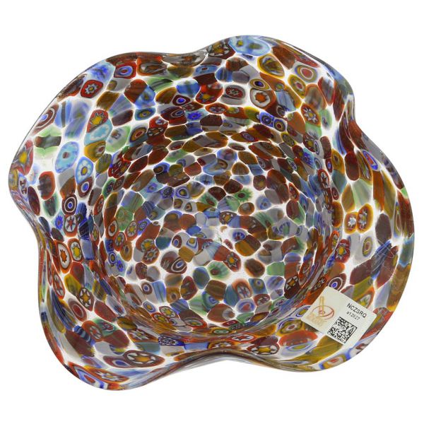 Murano Millefiori Art Glass Fazzoletto Bowl