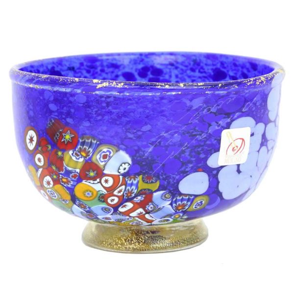 Murano Millefiori Art Glass Bowl - Blue