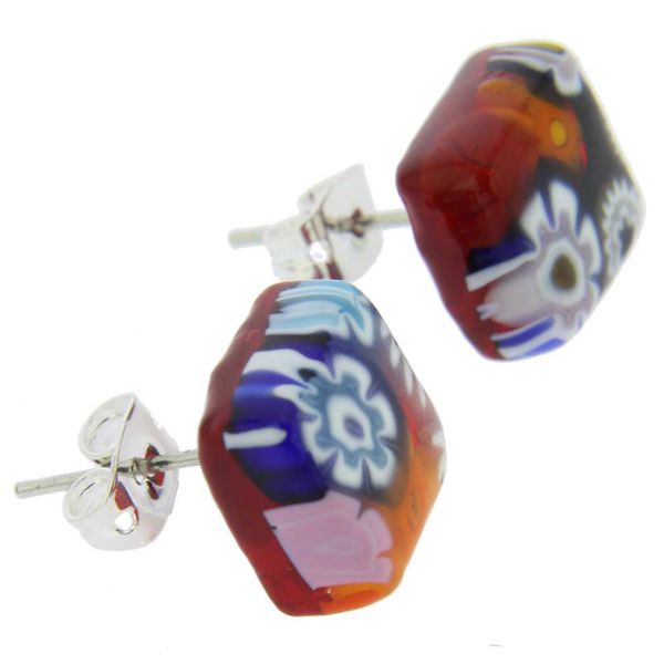 Murano Glass Millefiori Necklace and Earrings Set - Rectangular