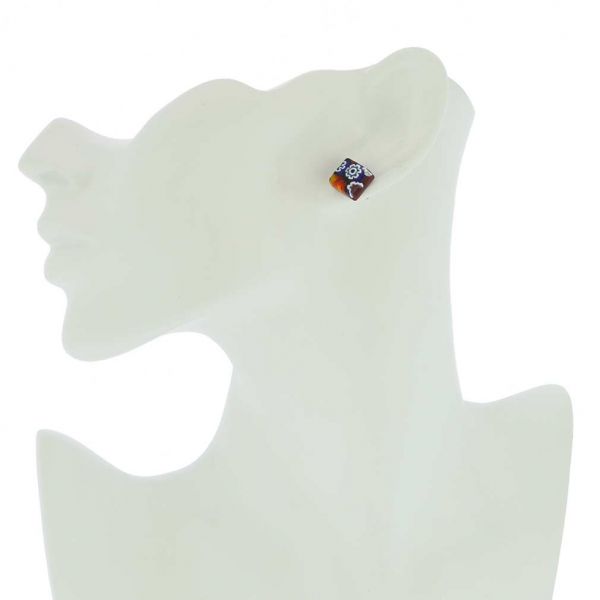Murano Glass Millefiori Necklace and Earrings Set - Rectangular