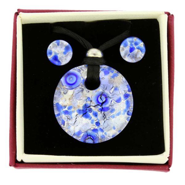 Venetian Reflections Round Necklace and Earrings Set - Periwinkle