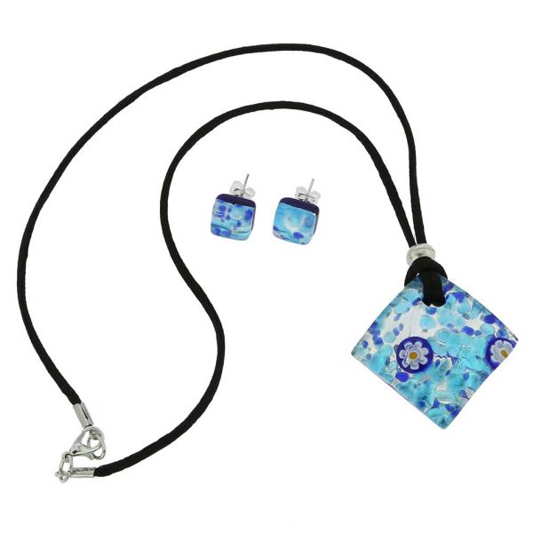 Venetian Reflections Necklace and Earrings Set - Aqua Blue