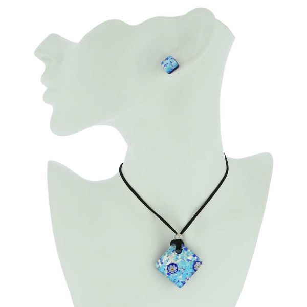 Venetian Reflections Necklace and Earrings Set - Aqua Blue